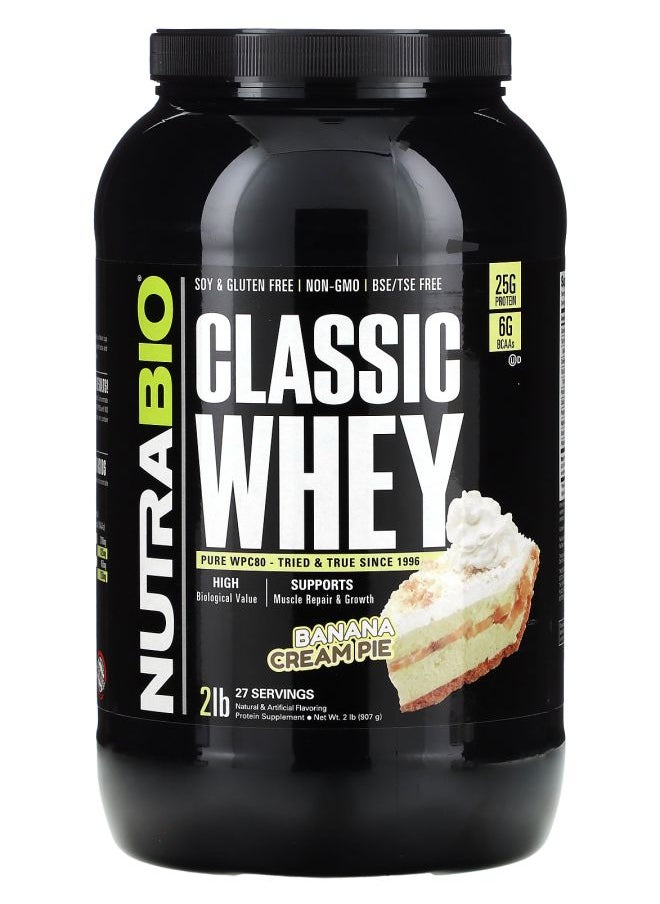 NutraBio Classic Whey Protein Banana Cream Pie 2 lb (907 g) 