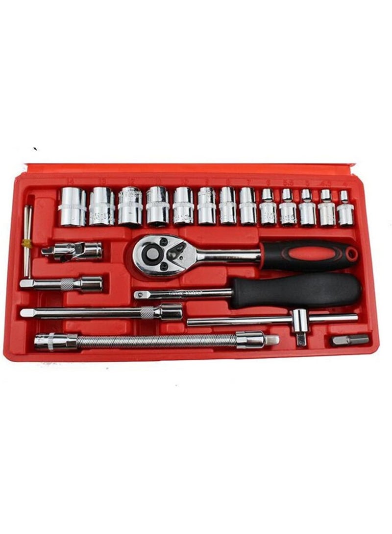 GGOOT 1/4inch 46 Piece Hardware Set Fast Ratchet Socket Wrench 6.3mm Auto Repair Sleeve Auto Maintenance Tool Set - Image 3