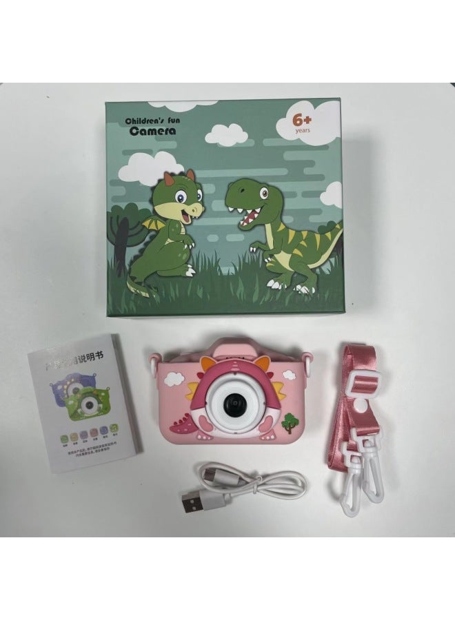Generic X5 Children Digital Camera 2000W Pixels Children Mini Camera Toy Cartoon IPS Screen Gift-Body Color:Carto Dragon (pink) [HD Double Camera] [32G Card Reader]]  - Image 1