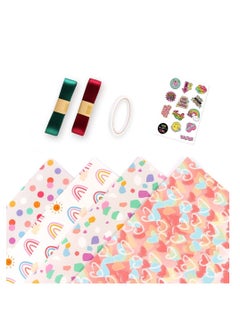 Y&D Gift Wrapping Paper Set Birthday Polka Dots Heart Wraps for Wedding Baby Shower 4 Sheets  - Image 1