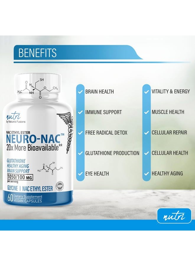 Nature'S Fusions Neuro NAC Supplement N-Acetyl Cysteine Ethyl Ester - 20x More Bioavailable Than NAC 600 mg - Boost Glutathione 10x More Than Liposomal Glutathione - N Acetyl Cysteine Ethyl Ester - NACET (60 Capsules) - Image 4