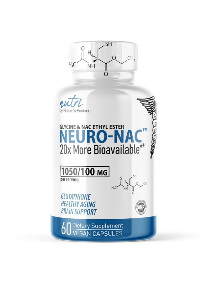 Nature'S Fusions Neuro NAC Supplement N-Acetyl Cysteine Ethyl Ester - 20x More Bioavailable Than NAC 600 mg - Boost Glutathione 10x More Than Liposomal Glutathione - N Acetyl Cysteine Ethyl Ester - NACET (60 Capsules) - Image 1
