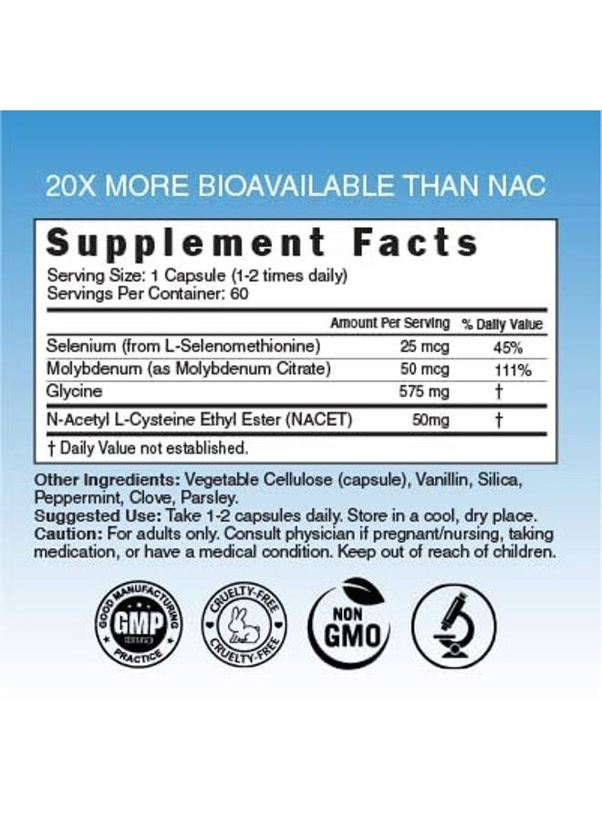Nature'S Fusions Neuro NAC Supplement N-Acetyl Cysteine Ethyl Ester - 20x More Bioavailable Than NAC 600 mg - Boost Glutathione 10x More Than Liposomal Glutathione - N Acetyl Cysteine Ethyl Ester - NACET (60 Capsules) - Image 3