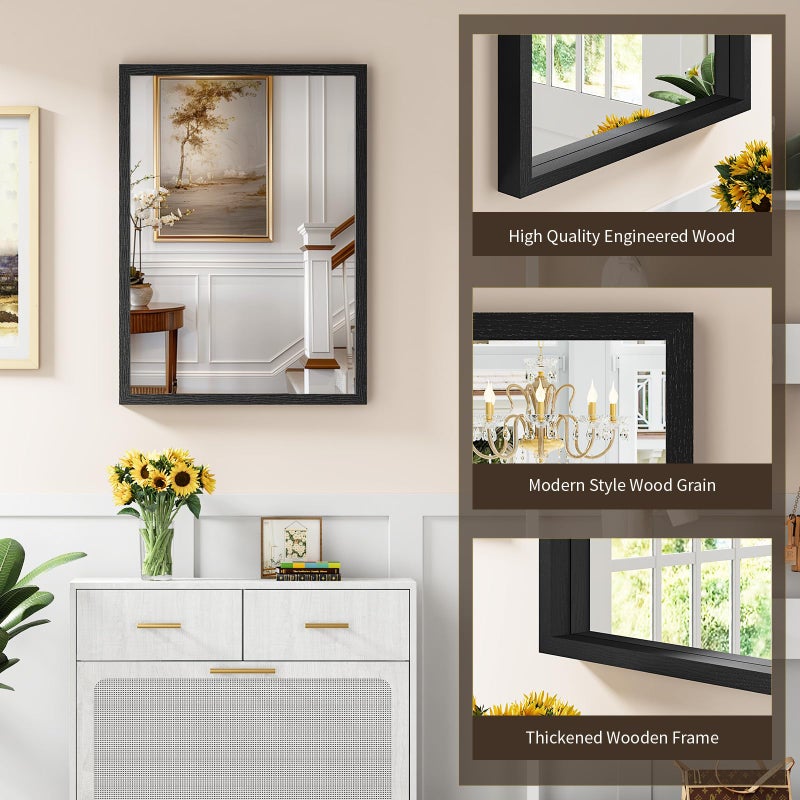 Syndra 22''x30'' Black Bathroom Mirror Deep Frame(Waterproof), Rectangle Wall Mirror Wood Frame, Modern Vanity Mirror for Bathroom, Living Room, Entryway, Rustic, Farmhouse, Bedroom - Image 3