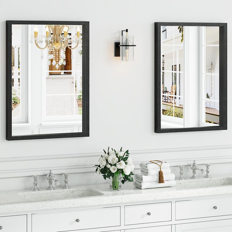 Syndra 22''x30'' Black Bathroom Mirror Deep Frame(Waterproof), Rectangle Wall Mirror Wood Frame, Modern Vanity Mirror for Bathroom, Living Room, Entryway, Rustic, Farmhouse, Bedroom - Image 2