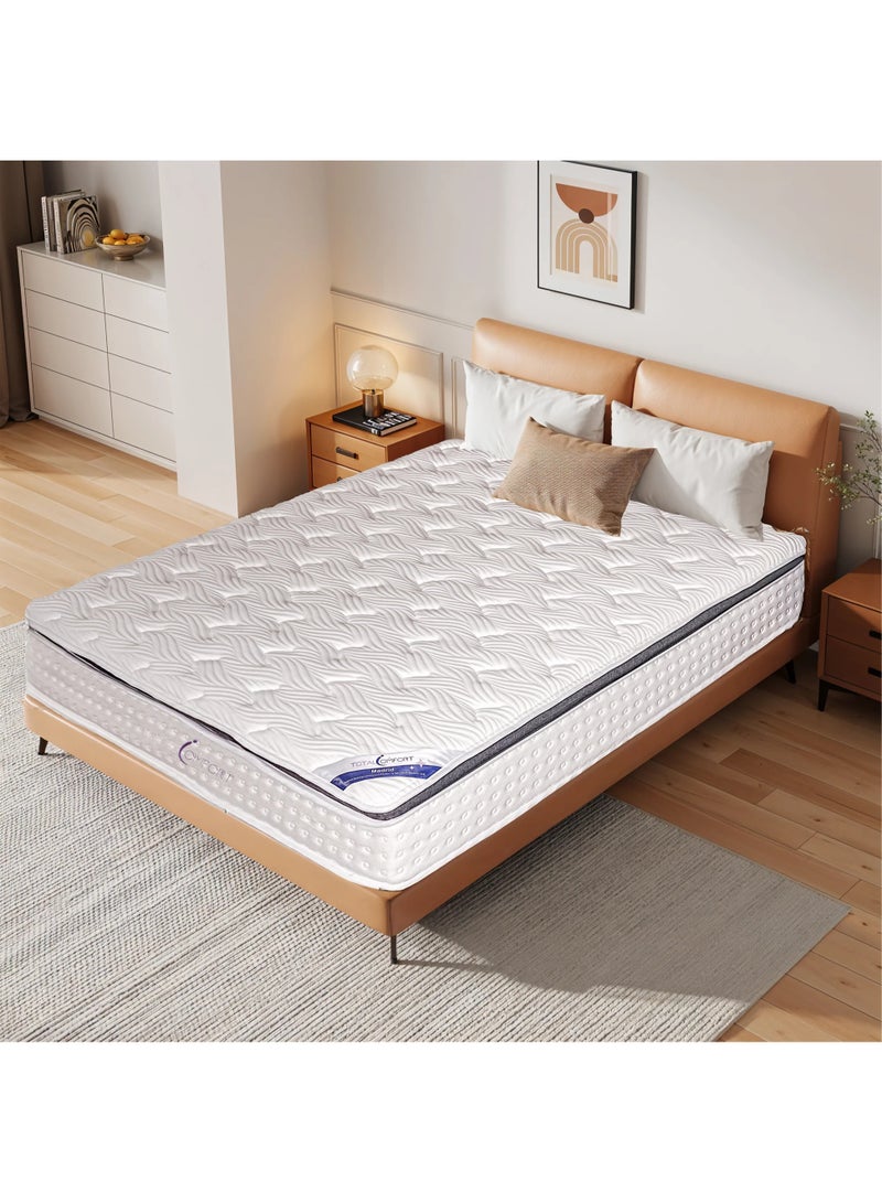Total Comfort Madrid Hybrid Latex Mattress | Medium Firm EuroTop - Super King (200x200x30 cm) | Spinal Alignment, Motion Isolation, Edge Support | Cooling & Pressure Relief | Pocket Spring - Image 1