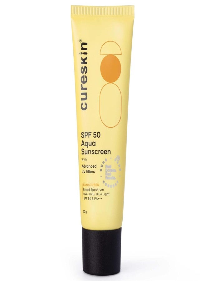 Cureskin SPF 50 Aqua Sunscreen with Advanced UV Filters | Broad Spectrum Sun, UVA, UVB, Blue Light Protection, SPF 50 & PA+++, 50 g (Pack of 1) - Image 1