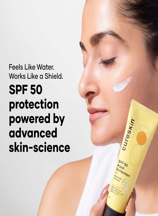 Cureskin SPF 50 Aqua Sunscreen with Advanced UV Filters | Broad Spectrum Sun, UVA, UVB, Blue Light Protection, SPF 50 & PA+++, 50 g (Pack of 1) - Image 2