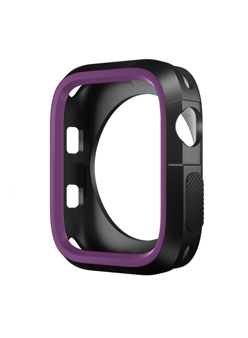 غطاء حماية سيليكون ثنائي اللون مناسب لساعة Apple Watch Ultra مقاس 40 مم، أسود + بنفسجي، مضاد للسقوط - Image 1