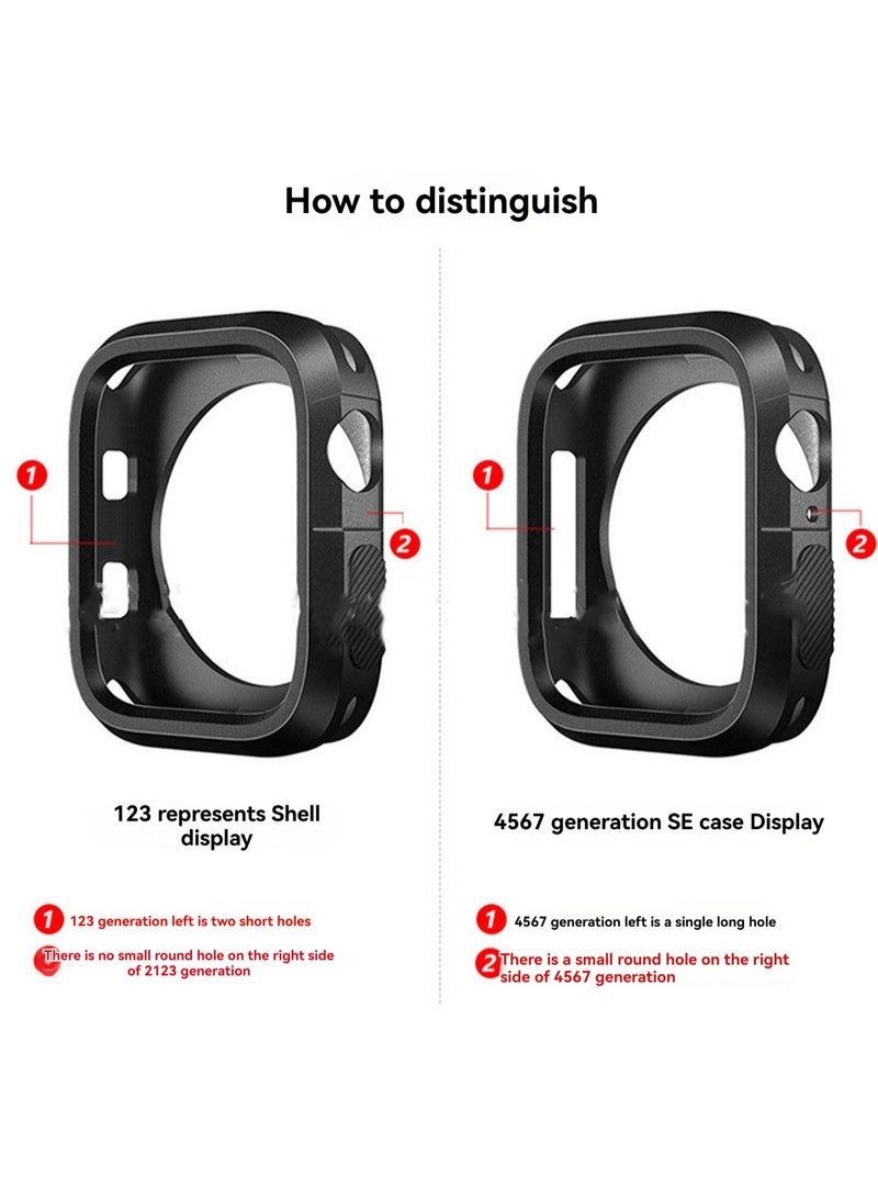غطاء حماية سيليكون ثنائي اللون مناسب لساعة Apple Watch Ultra مقاس 40 مم، أسود + بنفسجي، مضاد للسقوط - Image 2