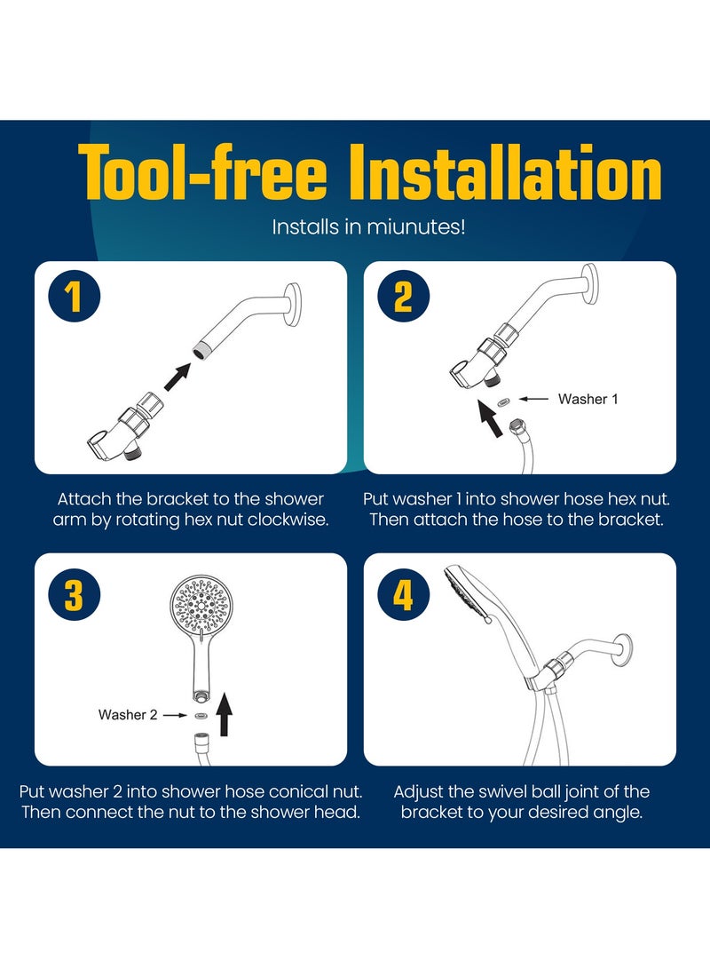 Bouratt High-Pressure Handheld Shower Head | Adjustable Spray Modes, Water-Saving, Anti-Clog Nozzles & Easy Installation | Eco-Friendly & Durable Filtered Shower Head - Image 4