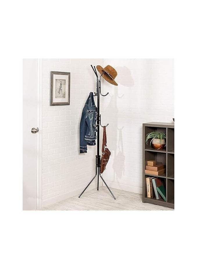 Heavy Duty Free Standing Coat Rack, Practical Metal Coat Rack with 6 Hooks, Standing Coat Racks for Bedroom Living Room Office for Hanging Clothes, Hats and Bags 42 x 165cm (White)  - Image 3