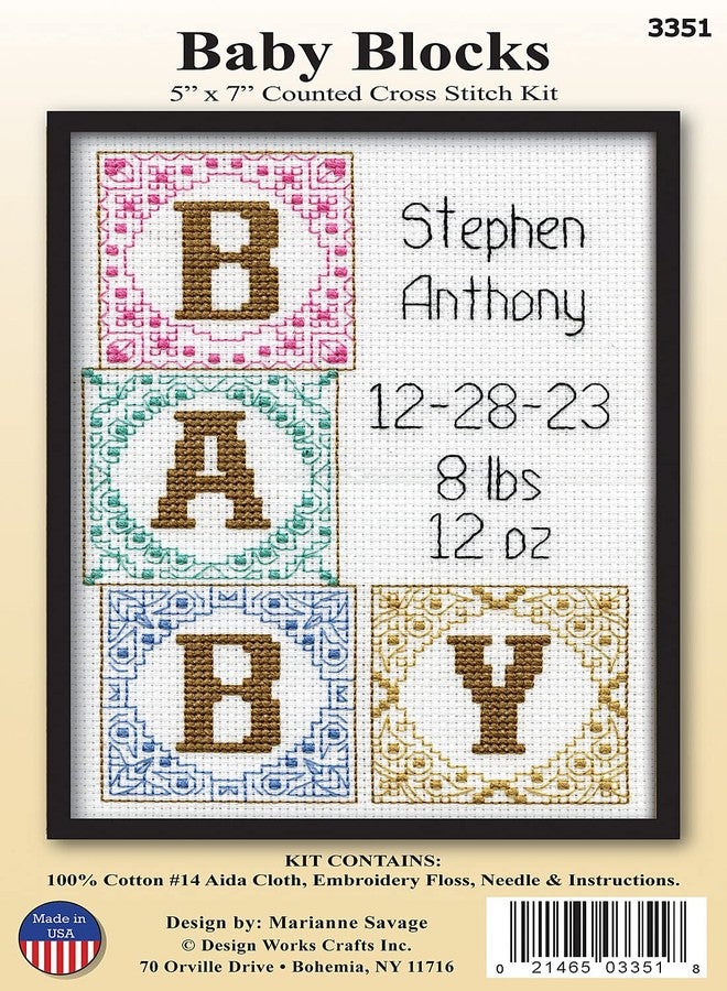 DesignWorks Ink Design Works Crafts Baby Blocks Counted Cross Stitch Kit - Image 2