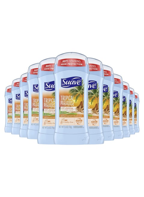Suave Tropical Paradise Invisible Solid Anti-Perspirant Deodorant 2.6 oz (Pack of 12)