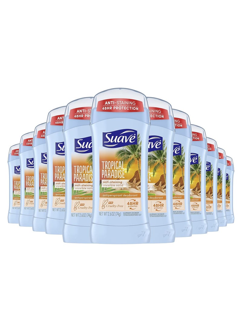 Suave - Suave Tropical Paradise Invisible Solid Anti-Perspirant Deodorant 2.6 oz (Pack of 12) - Image 1