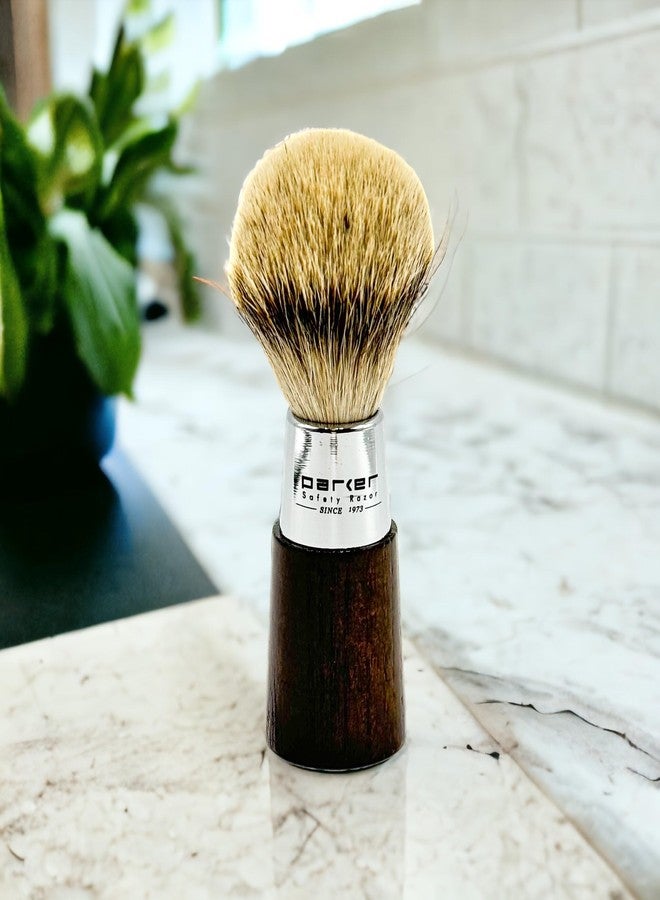 Parker Safety Razor Parker 100% 3-Band Silvertip Badger Bristle Walnut and Chrome Handle Handmade Shaving Brush - Brush Stand Included - Image 5