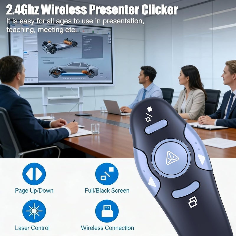 ZWP 2.4Ghz Wireless Presenter Pointers USB Presentation PPT Remote Control for Powerpoint Presentation - Image 2