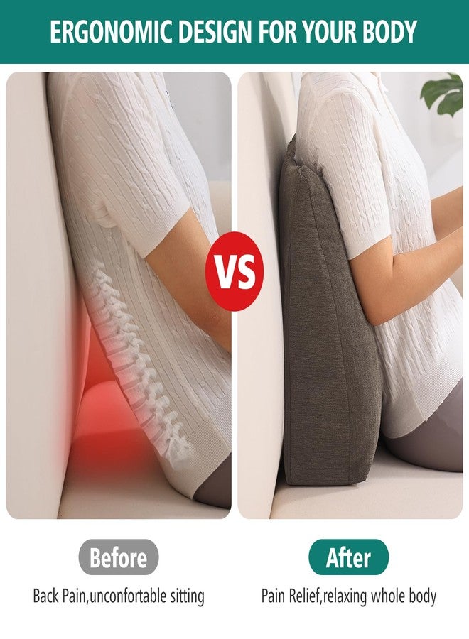 TANYOO Back Support Pillow for Recliner Soft Dual Layer Lumbar Support Pillow with Shredded Memory Foam Ergonomic Orthopedic Couch Lumbar Cushions for Elderly Lower Back Pain Relief Brown - Image 3