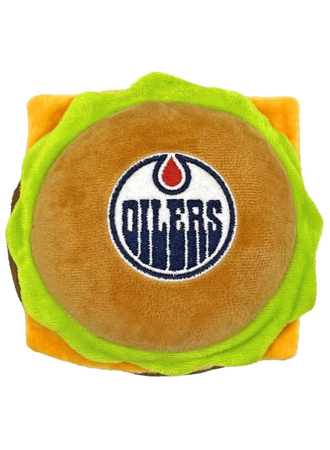 Pets First NHL Edmonton Oilers Crinkle Fine Plush Dog & Cat Squeak Toy - Cutest STADIUM HAMBURGER Plush Toy for Dogs & Cats with INNER SQUEAKER & Beautiful Hockey Team Name/Logo - Image 1
