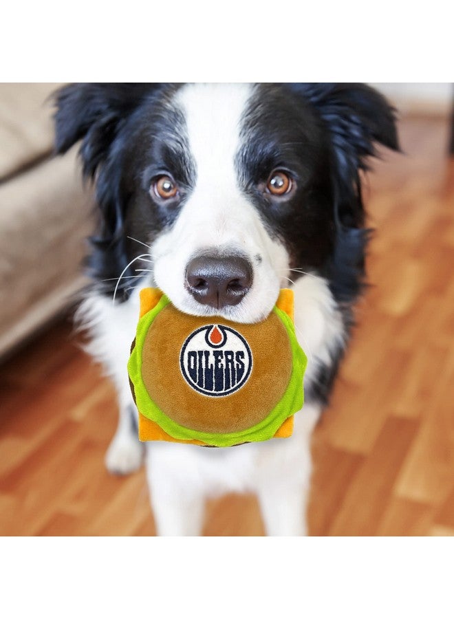 Pets First NHL Edmonton Oilers Crinkle Fine Plush Dog & Cat Squeak Toy - Cutest STADIUM HAMBURGER Plush Toy for Dogs & Cats with INNER SQUEAKER & Beautiful Hockey Team Name/Logo - Image 3