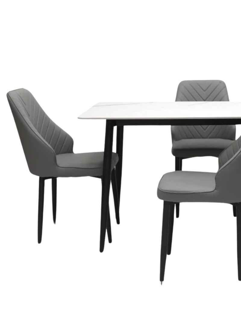 KARNAK Karnak Wooden Twist Kitchen Dining Table Top Marble Leather Dining Chair Set Of 4 Steel Legs With Breakfast, For Kitchen Living Room Side Chair Bedroom Balcony Chair Makeup Chair (Dark Grey) - Image 2
