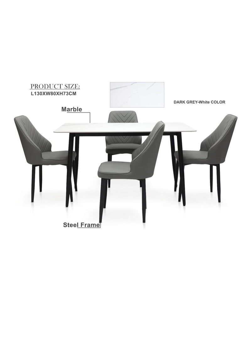 KARNAK Karnak Wooden Twist Kitchen Dining Table Top Marble Leather Dining Chair Set Of 4 Steel Legs With Breakfast, For Kitchen Living Room Side Chair Bedroom Balcony Chair Makeup Chair (Dark Grey) - Image 4