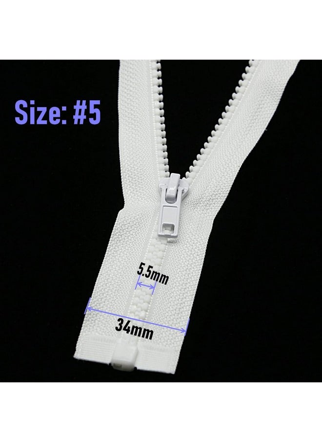 Leekayer - 2Pcs 5 24 Inch Separating Jacket Zippers For Sewing Coats Jacket Zipper White Molded Plastic Zippers Bulk (24" 2Pc) Leekayer - Image 1