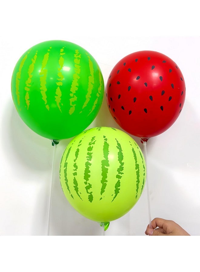 CYMYLAR 10Pcs Watermelon Foil Balloons/Watermelon Latex Balloons Green Red/Red Green Watermelon Seed Balloon/Watermelon Theme Birthday Party/Cartoon Fruit Foil Balloons For Summer Party/Baby Shower  - Image 4
