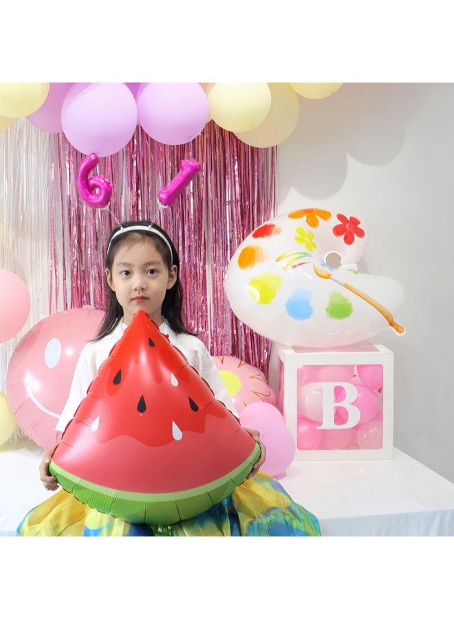 CYMYLAR 10Pcs Watermelon Foil Balloons/Watermelon Latex Balloons Green Red/Red Green Watermelon Seed Balloon/Watermelon Theme Birthday Party/Cartoon Fruit Foil Balloons For Summer Party/Baby Shower  - Image 2