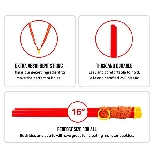 Atlasonix Giant Bubble Wand - Bubble Wands, Bubbles for Kids, Big Bubble Wand Huge Rope, 8 Pack Giant Bubble Wands + Bubble Solution Powder – Makes 3 Gallons, Outdoor Summer Fun - Image 4