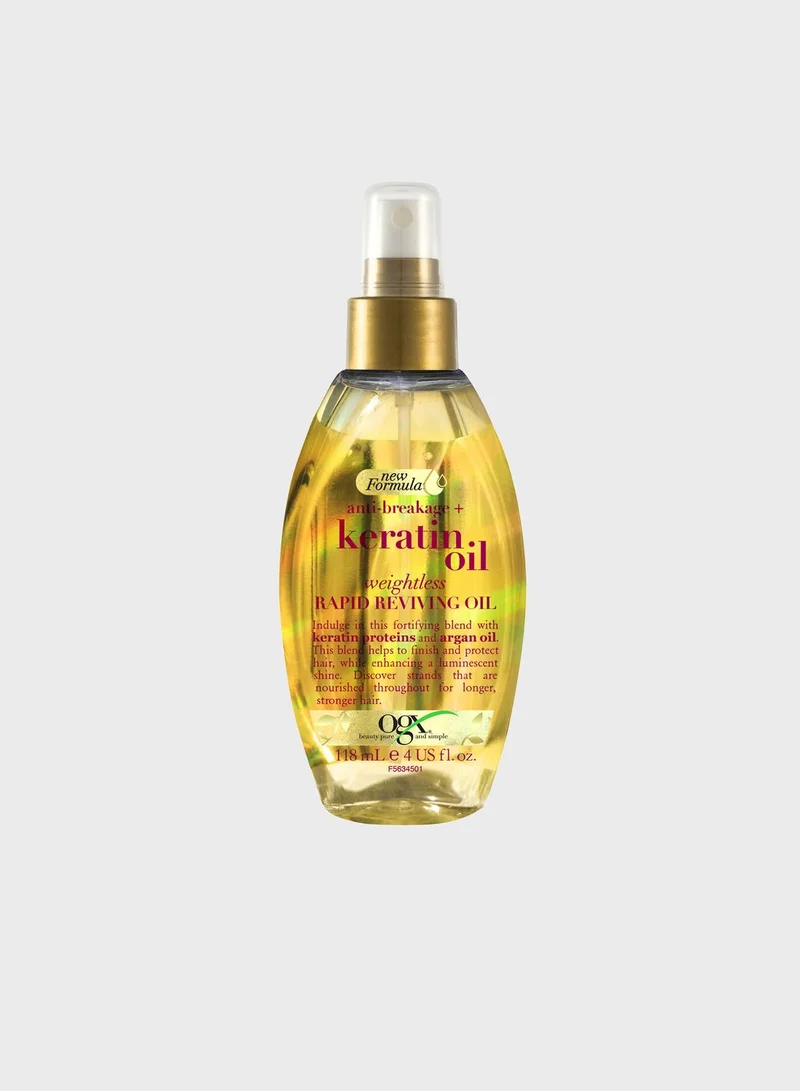 Ogx Hair Oil, Anti-Breakage+ Keratin Oil, Rapid Reviving, Spray, New Formula