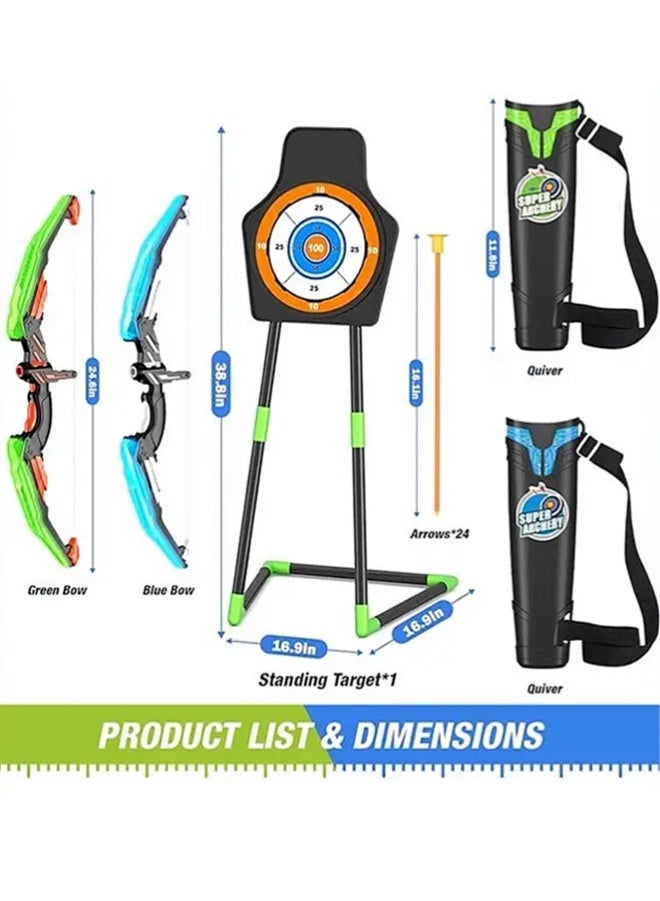 TEMI Archery Set - Includes  Bows,  Suction Cup Arrows & 2 Quivers & Standing Target, Outdoor Light Up Toys for Indoor Outdoor Sport Gifts for Boys Girls - Image 2