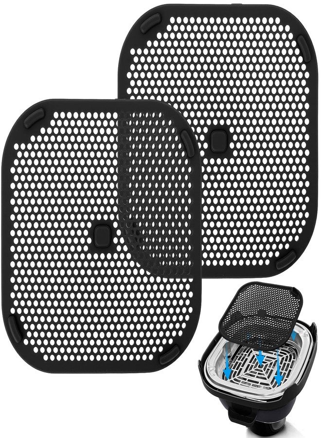 بولكسكاي حصيرة بالكيسكي المصنوعة من السيليكون لحماية المقلاة الهوائية نينجا FN101، واقي مقاوم للحرارة بديل لرذاذ الزيت، ملحقات مقلاة نينجا كريسب الهوائية، عبوة من قطعتين باللون الأسود - Image 1