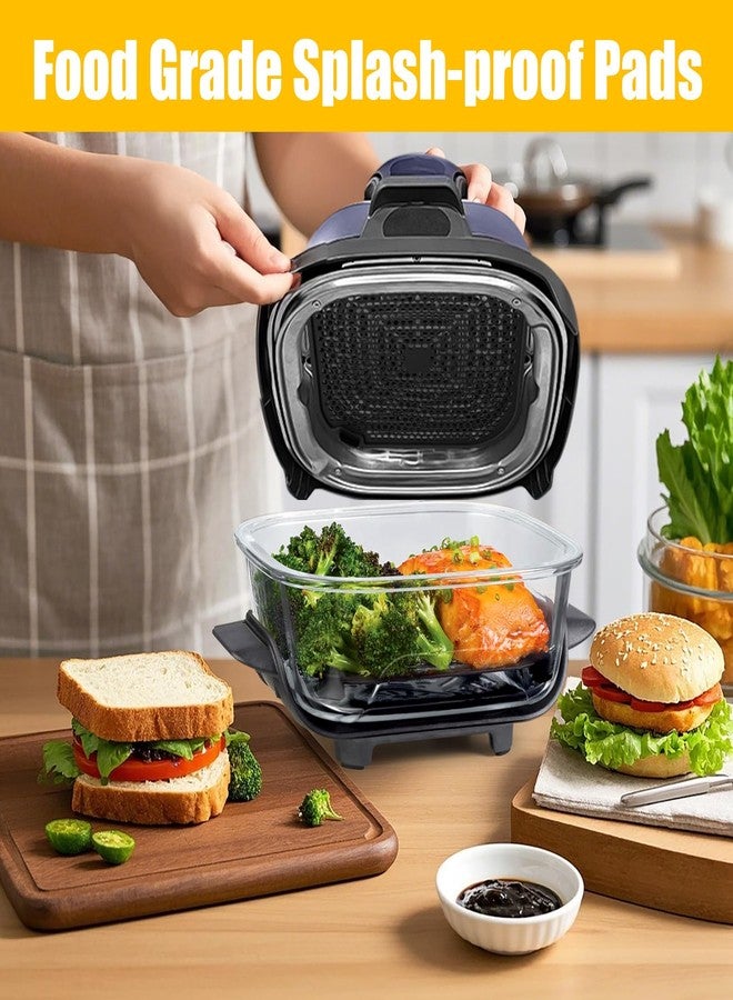 بولكسكاي حصيرة بالكيسكي المصنوعة من السيليكون لحماية المقلاة الهوائية نينجا FN101، واقي مقاوم للحرارة بديل لرذاذ الزيت، ملحقات مقلاة نينجا كريسب الهوائية، عبوة من قطعتين باللون الأسود - Image 2