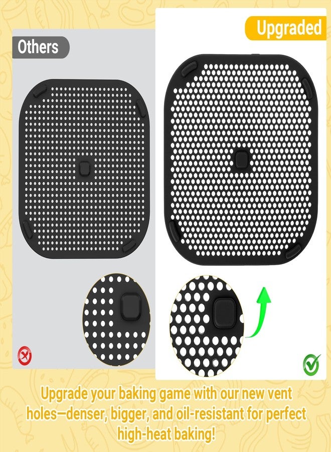 بولكسكاي حصيرة بالكيسكي المصنوعة من السيليكون لحماية المقلاة الهوائية نينجا FN101، واقي مقاوم للحرارة بديل لرذاذ الزيت، ملحقات مقلاة نينجا كريسب الهوائية، عبوة من قطعتين باللون الأسود - Image 4