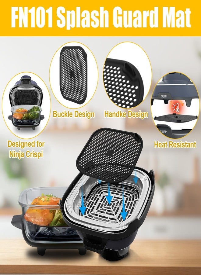 بولكسكاي حصيرة بالكيسكي المصنوعة من السيليكون لحماية المقلاة الهوائية نينجا FN101، واقي مقاوم للحرارة بديل لرذاذ الزيت، ملحقات مقلاة نينجا كريسب الهوائية، عبوة من قطعتين باللون الأسود - Image 5