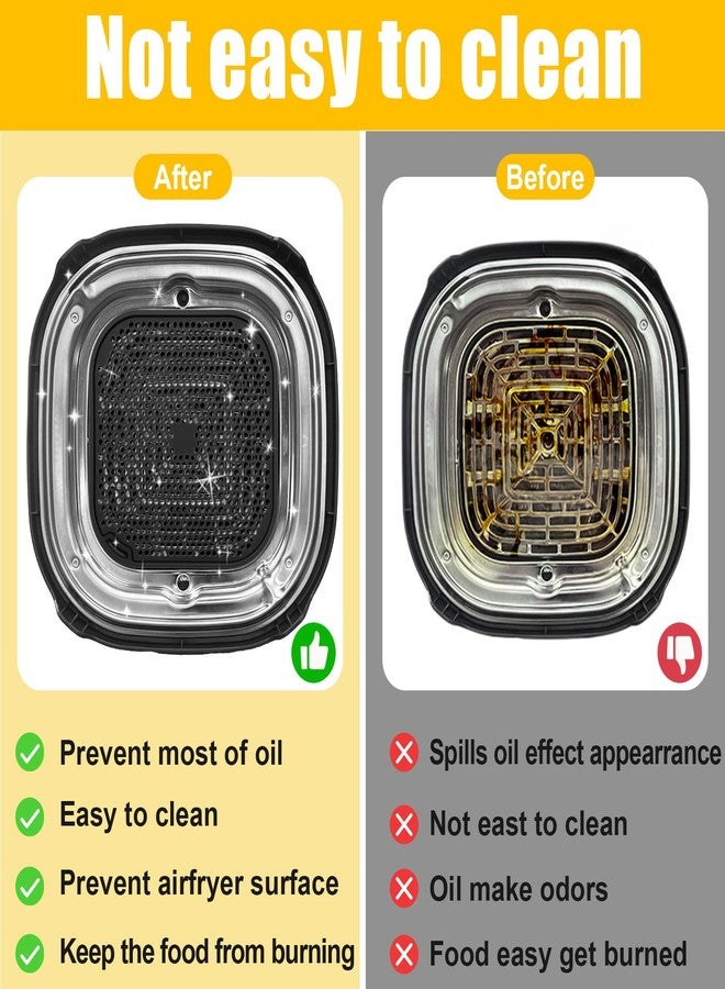 بولكسكاي حصيرة بالكيسكي المصنوعة من السيليكون لحماية المقلاة الهوائية نينجا FN101، واقي مقاوم للحرارة بديل لرذاذ الزيت، ملحقات مقلاة نينجا كريسب الهوائية، عبوة من قطعتين باللون الأسود - Image 3