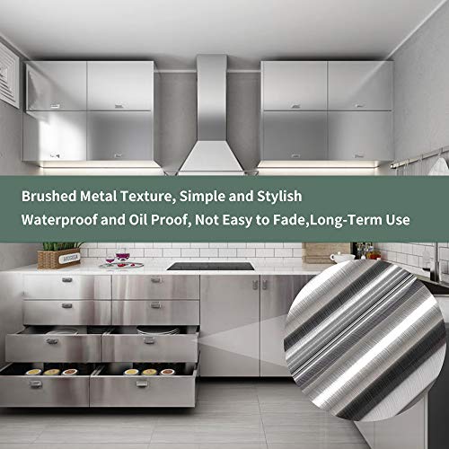 WALLTON Self Adhesive Wallpaper for Furniture,Almirah,Table Top,Wardrobe,Kitchen,Cupboard Decal & Door| Kitchen Wall Paper Sticker DIY PVC Self Liner Vinyl Stickers. (Silver Brush, 16x72 Inch) - Image 3