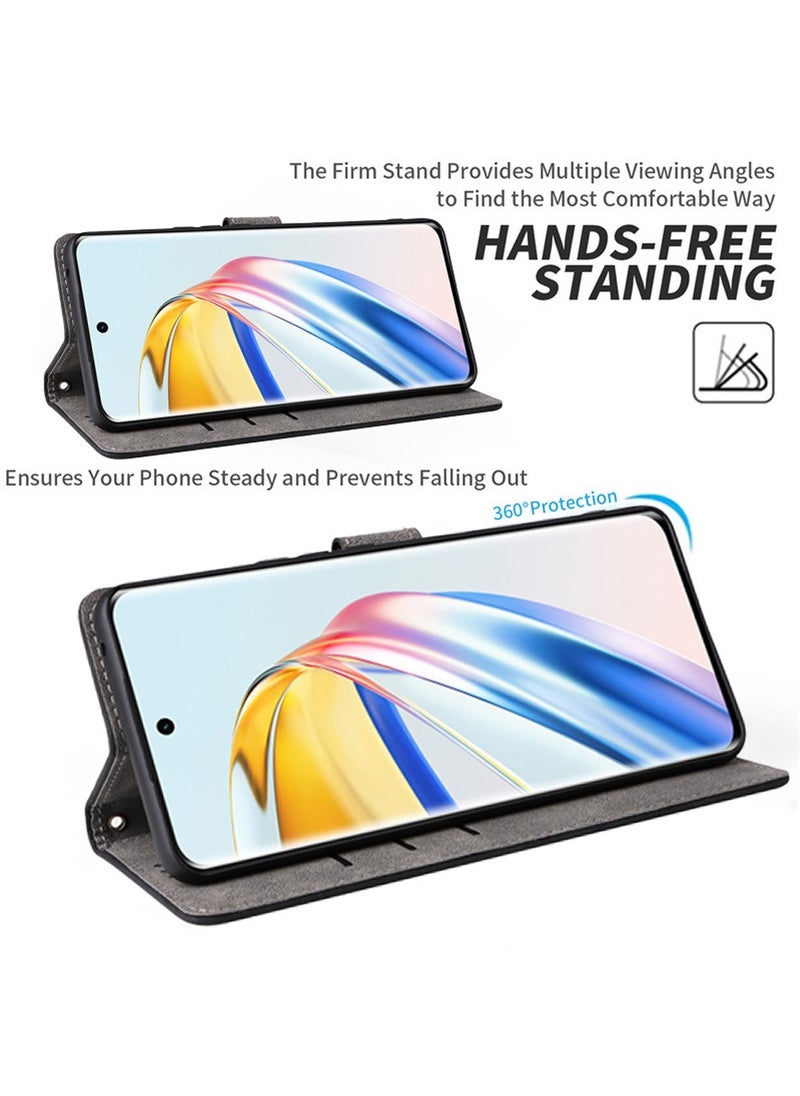Wallet Case Suitable for Honor X9b 5G Nti-Theft Brush Leather Magnetic Adsorption Flip Protective Cover