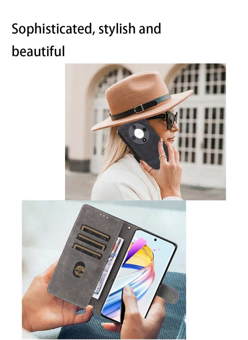 Wallet Case Suitable for Honor X9b 5G Nti-Theft Brush Leather Magnetic Adsorption Flip Protective Cover
