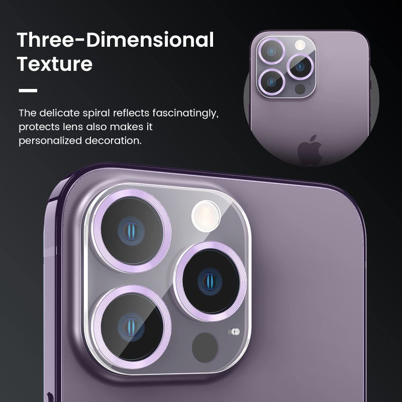 Tensea [3Pcs] for iPhone 14 Pro / 14 Pro Max Camera Screen Protector, Tempered Glass Film Camera Cover Lens Protector Built-in Aluminum Rings, HD Clear, Full Edge to Edge, Case Friendly - Image 4