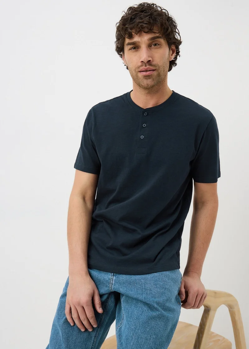 ماتلان Navy Grandad Collar T-Shirt