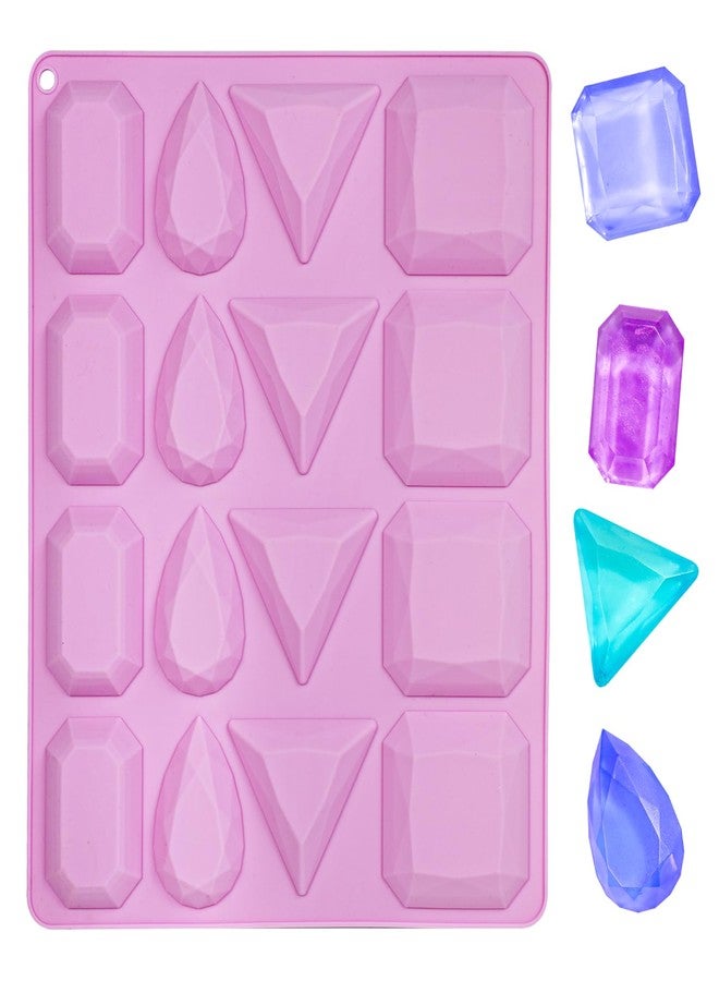 Koluti 16 Cavities Crystal Candy Making Silicone Mold, Nonstick and BPA Free DIY Baking Mold for Gummy Candies Gem Diamond Chocolate, Dishwasher and Oven Safe, Purple - Image 1