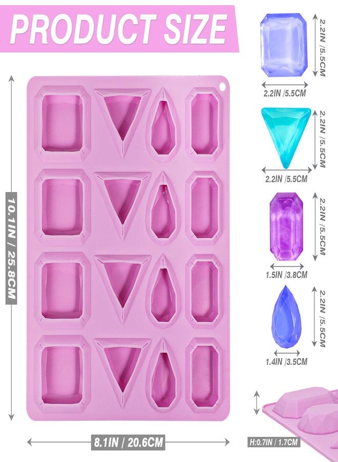 Koluti 16 Cavities Crystal Candy Making Silicone Mold, Nonstick and BPA Free DIY Baking Mold for Gummy Candies Gem Diamond Chocolate, Dishwasher and Oven Safe, Purple - Image 2