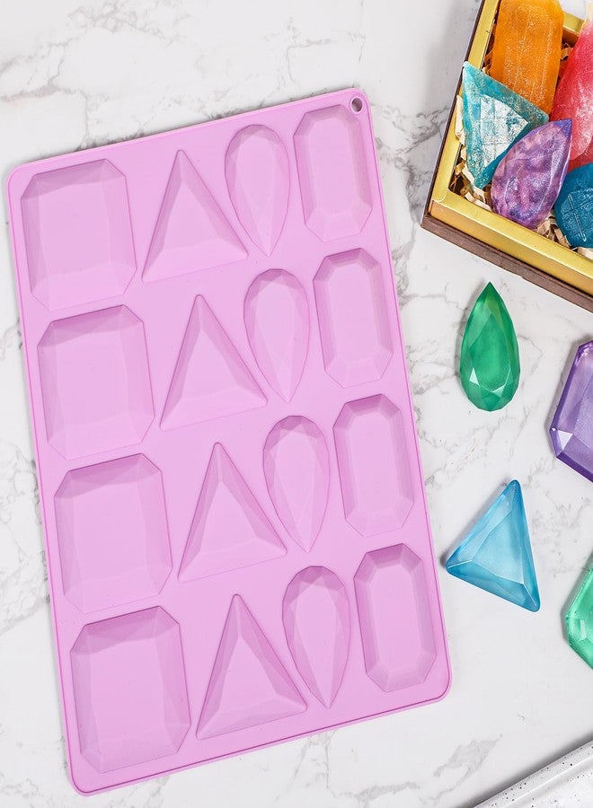 Koluti 16 Cavities Crystal Candy Making Silicone Mold, Nonstick and BPA Free DIY Baking Mold for Gummy Candies Gem Diamond Chocolate, Dishwasher and Oven Safe, Purple - Image 3