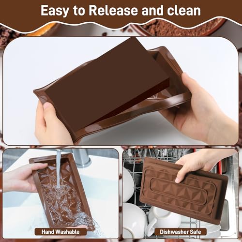 TranRantic 2 Pcs Deep Chocolate Bar Mold, Large Chocolate Molds Silicone, Easy Release Thick Candy Molds, Reusable Silicone Molds for Chocolate Candy Bar (Prismatic) - Image 3