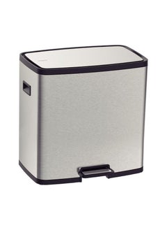 TRAMONTINA Since 1911,Made in Brazil- Octos 15+15Liter Stainless Steel Pedal Trash Bin with a Scotch Brite Finish and Removable Internal Bucket 
