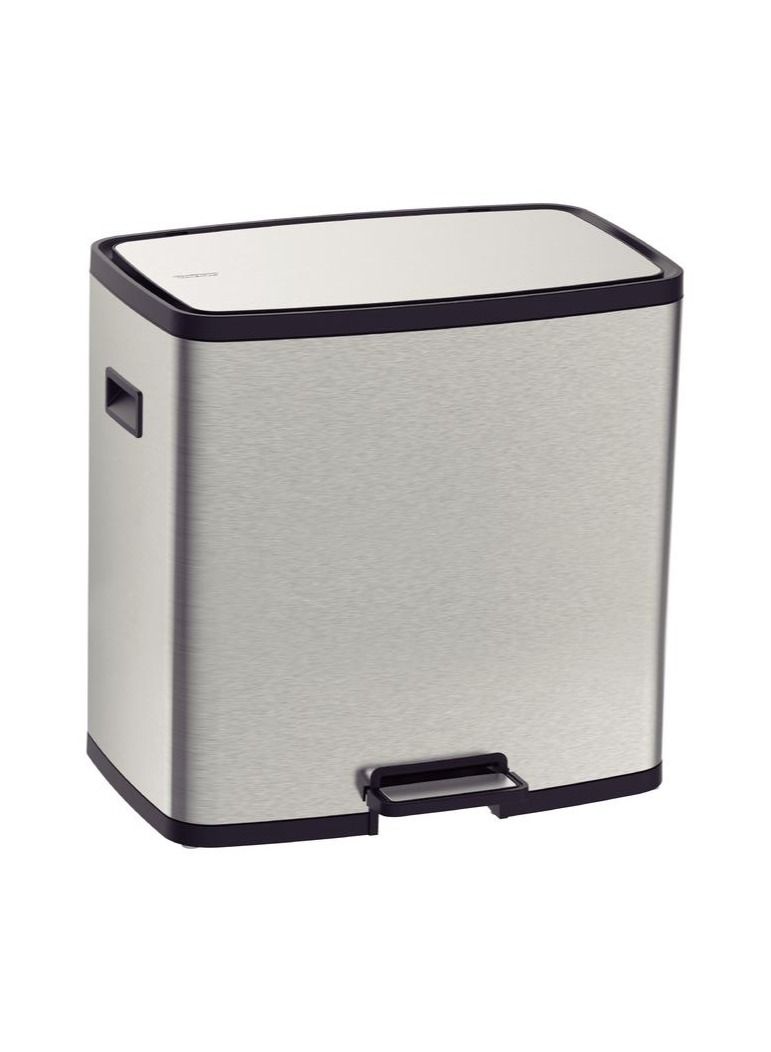 Since 1911,Made in Brazil- Octos 15+15Liter Stainless Steel Pedal Trash Bin with a Scotch Brite Finish and Removable Internal Bucket