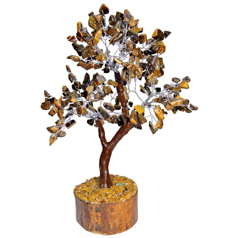 Satyamani SATYAMANI Natural Energized Tiger Eye Crystal Tree (300 Dana) Golden for Wealth & Prosperity, Happiness & Fengshui, Reiki Healing and Vastu Correction, Brown - Image 1