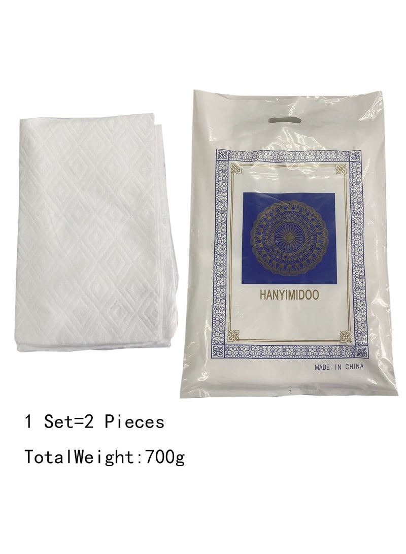 Hanyimidoo 2-Piece Religion Ihram Cloth White No Tassel One Size 700g - Image 1